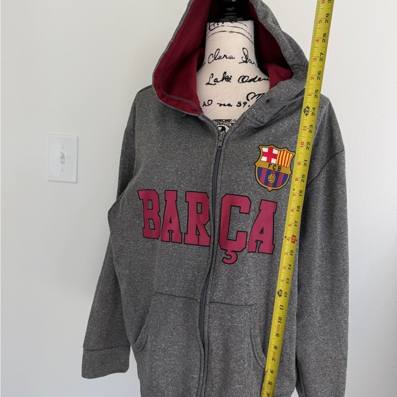 FC Barcelona Gray Marron Hoodie Kangaroo Pocket Sz Xl Fanatic soccer Streetwear - Picture 4 of 13